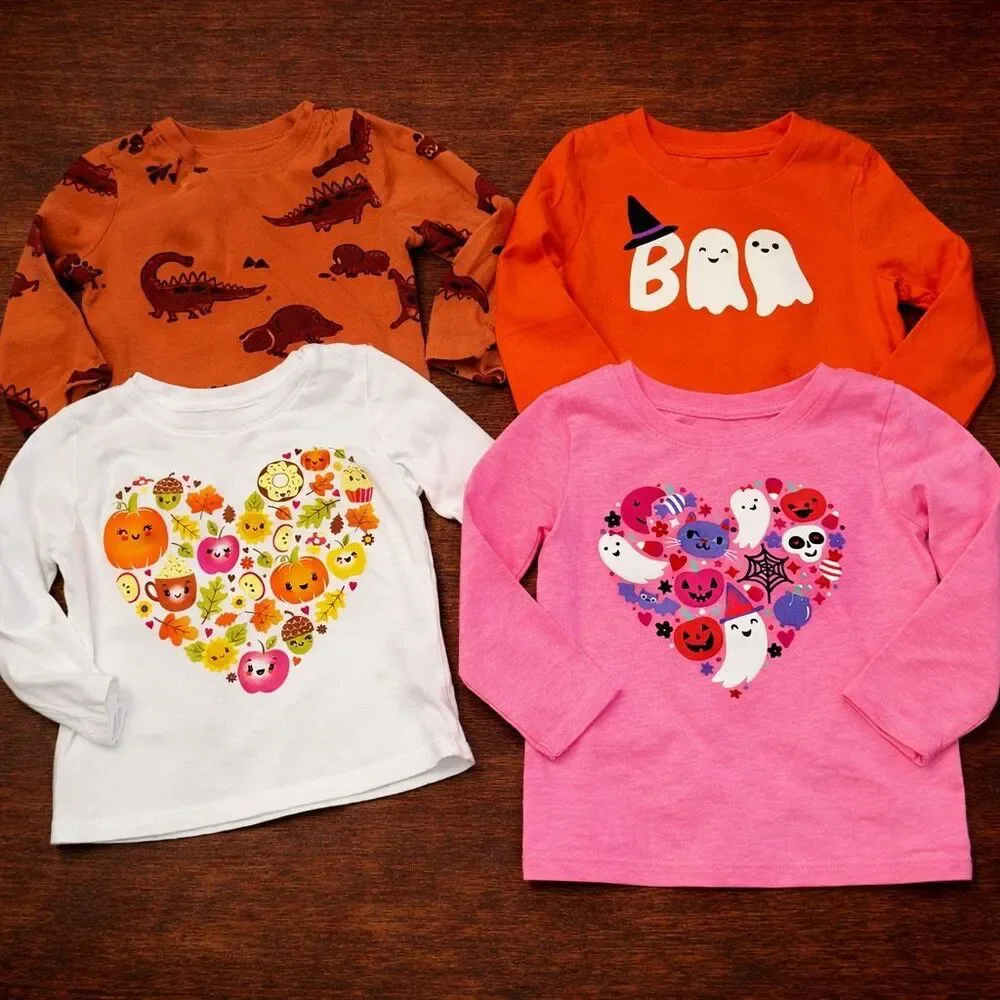 Baby Girl Halloween Shirts 18M Boo Pumpkin Fall Tops Bundle 4pc bundle